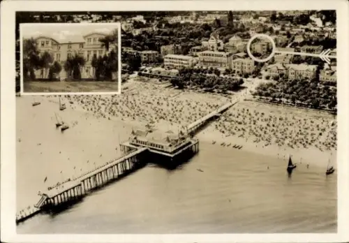 Ak Ostseebad Ahlbeck auf Usedom, Haus Gode Wind, Neuestraße 7, Pier