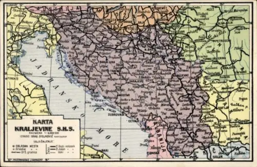 Landkarten Ak Europa, Adriatisches Meer, Balkan-Halbinsel, Italien