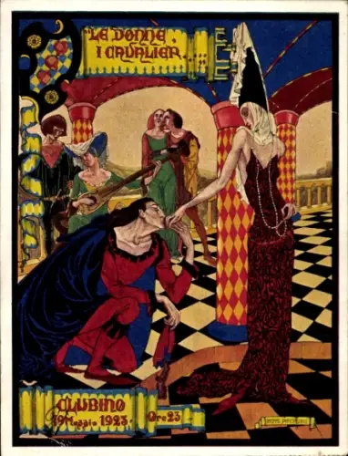Künstler Ak Le Donne i Cavalier, Clubino, 19. Mai 1923, Einladung
