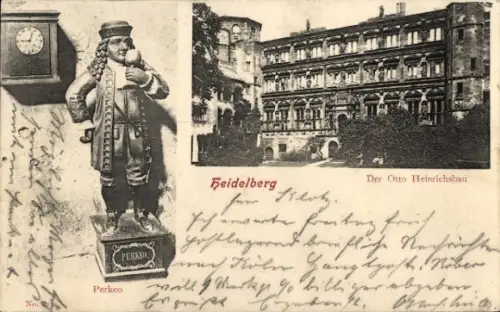 Ak Heidelberg am Neckar, Otto Heinrichsbau, Perkeo