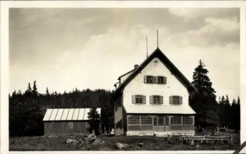 Ak Klingenbrunn Spiegelau im Bayerischen Wald Niederbayern, Waldschmidt Haus am Rachel