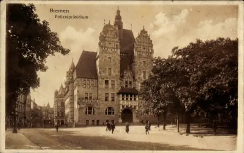 Ak Bremen, Blick auf das Polizeipräsidium, Straßenansicht