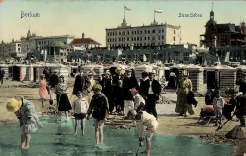 Ak Nordseebad Borkum in Ostfriesland, Strandleben