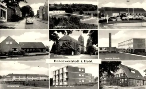Ak Hohenwestedt in Holstein, Kirche, Post, Friedrichstraße, Mittelschule