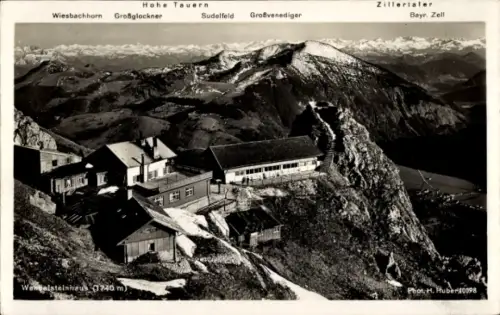 Ak Bayrischzell im Mangfallgebirge Oberbayern, Wendelsteinhaus, Berghäuser auf Felsgrat, felsige 