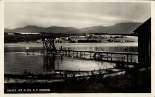 Ak Ecking Riedering in Oberbayern, Badesteg am Simssee