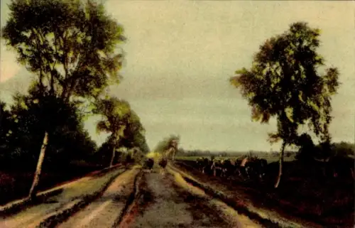 Künstler Ak Lüneburger Heide, Weidetrift