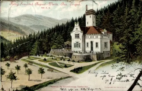 Ak Aue im Erzgebirge Sachsen, Blick zur König Friedrich August Warte