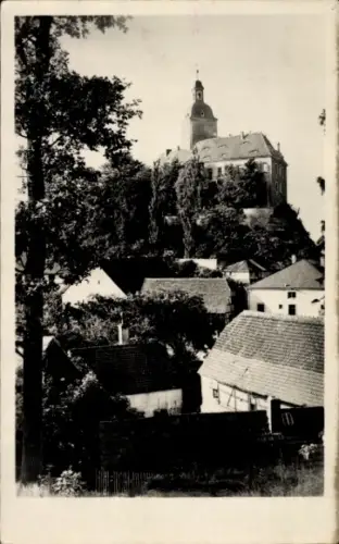 Ak Liebstadt Erzgebirge Sachsen, Schloss Kuckuckstein, Burg auf Felsen, Turm, Dorfhäuser mit Gieb