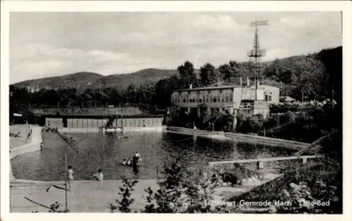 Ak Gernrode Quedlinburg im Harz, Luftkurort  Otto-Bad, Schwimmbad, Landschaft
