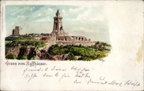 Ak Bad Frankenhausen am Kyffhäuser Thüringen, Monument auf dem  Landschaft, koloriert