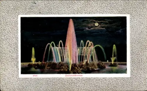 Ak Wien 1 Innere Stadt, Hochstrahlbrunnen bei Nachtbeleuchtung