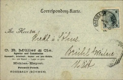 Ak Hranice u Aše Rossbach Roßbach Region Karlsbad, Correspondenz-Karte, Müller & Cie.-Firmendruck
