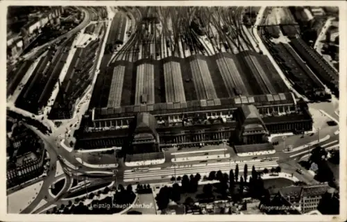 Ak Leipzig in Sachsen, Hauptbahnhof, Luftbild