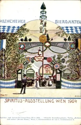 Künstler Ak Witt, F., Wien, Spritus-Ausstellung 1904, Münchner Biergarten
