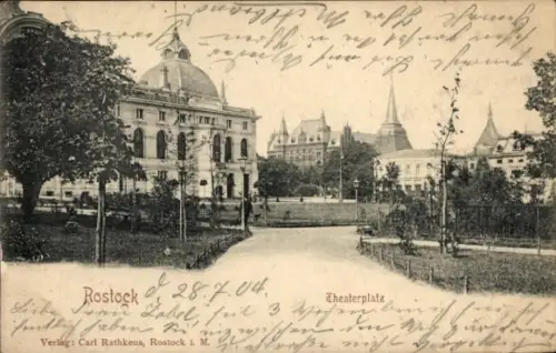 Ak Hansestadt Rostock, Theaterplatz