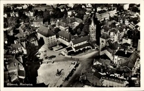 Ak Lutherstadt Eisenach in Thüringen, Luftaufnahme vom Karlsplatz
