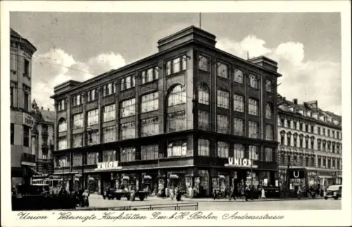Ak Berlin Friedrichshain, Union Vereinigte Kaufstätten GmbH, Andreasstraße