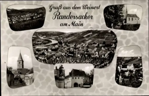 Ak Randersacker am Main Unterfranken, Teilansichten, Kirche, Dorfpartie