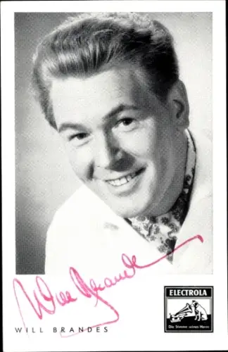 Ak Sänger Will Brandes, Portrait, Electrola Schallplatten, Autogramm