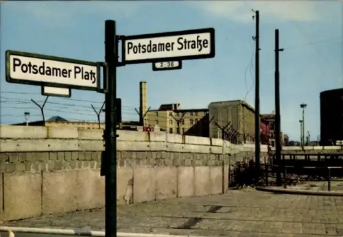 Ak Berlin Mitte, Alexanderplatz, Potsdamer Platz, Potsdamer Straße, Straßenbeschilderung, Maue...