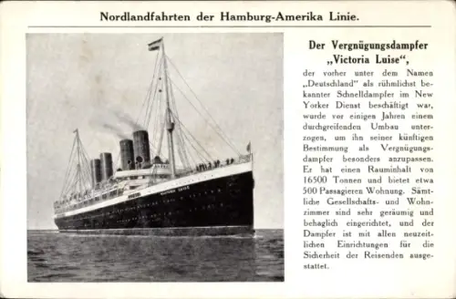 Ak HAPAG Passagierschiff Victoria Luise auf Nordlandfahrt