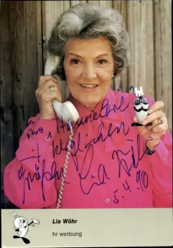 Ak Schauspielerin Lia Wöhr, Portrait, Autogramm