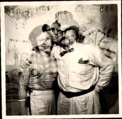 Foto Portrait, Frau, Mann mit Zylinder, Doppelbelichtung