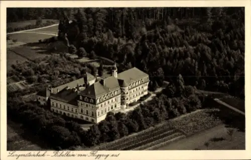 Ak Langensteinbach Karlsbad in Baden, Luftaufnahme von Langensteinbach-Bibelheim, Wald, Felder