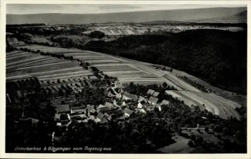 Ak Unterberken (bei Göppingen) Schorndorf in Württemberg, Luftaufnahme von  Felder, Wälder, Häuse