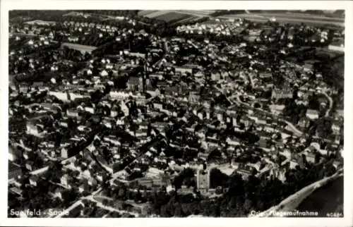 Ak Saalfeld an der Saale Thüringen, Fliegeraufnahme