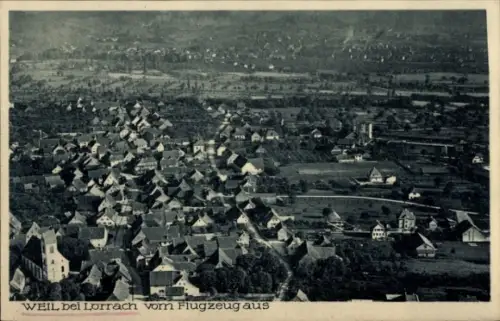 Ak Weil am Rhein, WEIL b. Lörrach vom Flugzeug aus