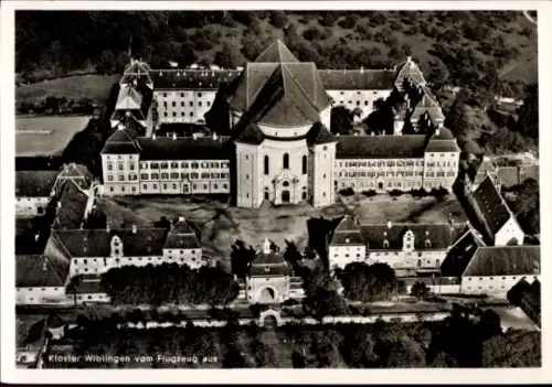 Ak Wiblingen Ulm an der Donau Baden, Wiblingen Schloss vom Flugzeug aus