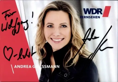 Autogrammkarte Schauspielerin Andrea Griessmann, Portrait, Autogramm