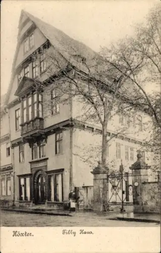 Ak Höxter an der Weser, Filly Haus,  Architektur, Bäume, Bürgersteig