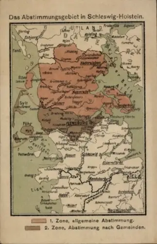 Landkarten Ak Das Abstimmungsgebiet in Schleswig Holstein 1920