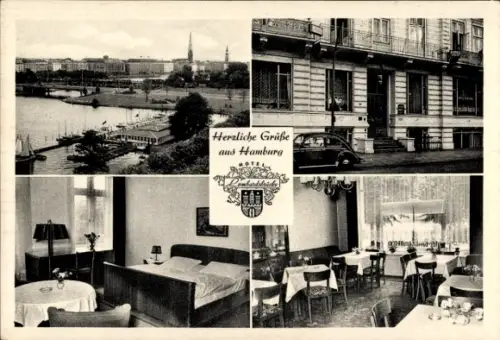 Ak Hamburg Eimsbüttel Rotherbaum, Hotel Lombardsbrücke, Alsterufer 11, Inh. Regina Krzepicki