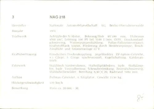 Ak Auto, Reklame, NAG 218