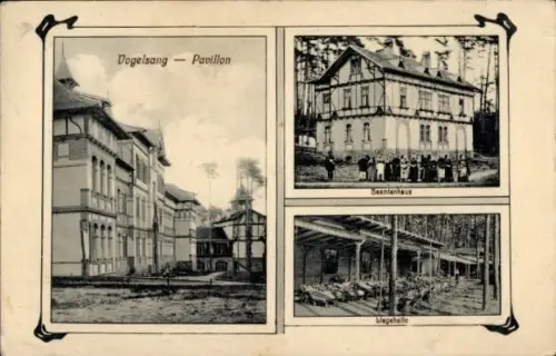 Jugendstil Ak Vogelsang Gommern, Heilstätte, Beamtenhaus, Liegehalle, Pavillon