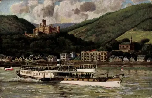 Künstler Ak Pützhofen, Paul, Koblenz am Rhein, Salondampfer Rheingold, Stolzenfels