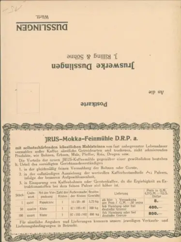 Ak Dußlingen Dusslingen in Württemberg, Irus-Mokka-Feinmühle, Iruswerke J. Rilling & Söhne