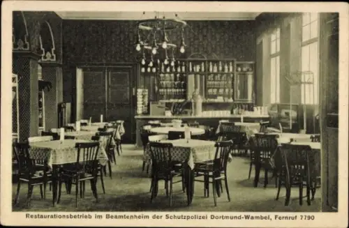 Ak Wambel Dortmund im Ruhrgebiet, Restaurationsbetrieb im Beamtenheim der Schutzpolizei
