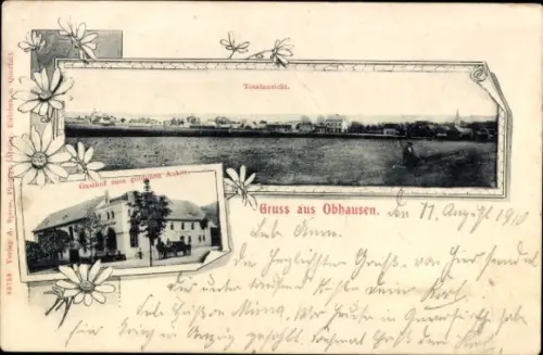 Ak Obhausen im Saalekreis, Gasthof zum goldenen Anker, Totalansicht