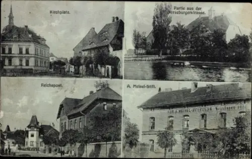 Ak Schafstädt Bad Lauchstädt, Kirchplatz, Merseburger Straße, Reichspost, A. Meisel Stiftung