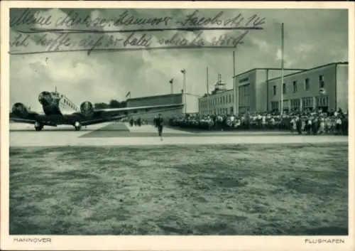 Ak Hannover in Niedersachsen, Flughafen, Flugzeug, Zuschauer