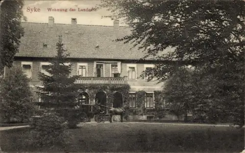 Ak Syke in Niedersachsen, Wohnung des Landrats, Kutsche