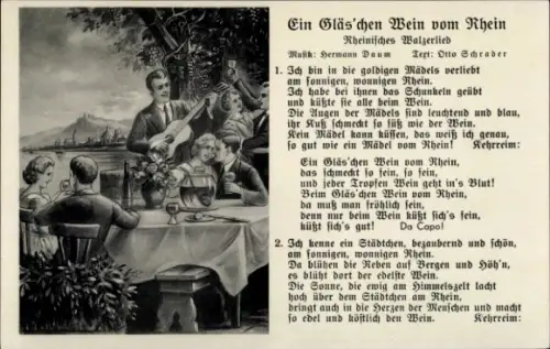 Lied Ak Ein Gläs'chen Wein vom Rhein, Rheinisches Walzerlied