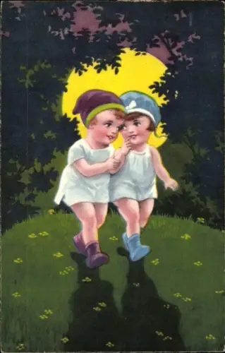 Ak Kinder, Treffen beim Mondschein