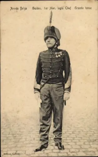 CPA Armee Belge, 1er Mar. logis Chef Grande tenue