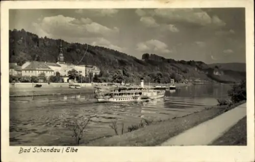 Ak Bad Schandau Sächsische Schweiz, Schiff auf der Elbe
